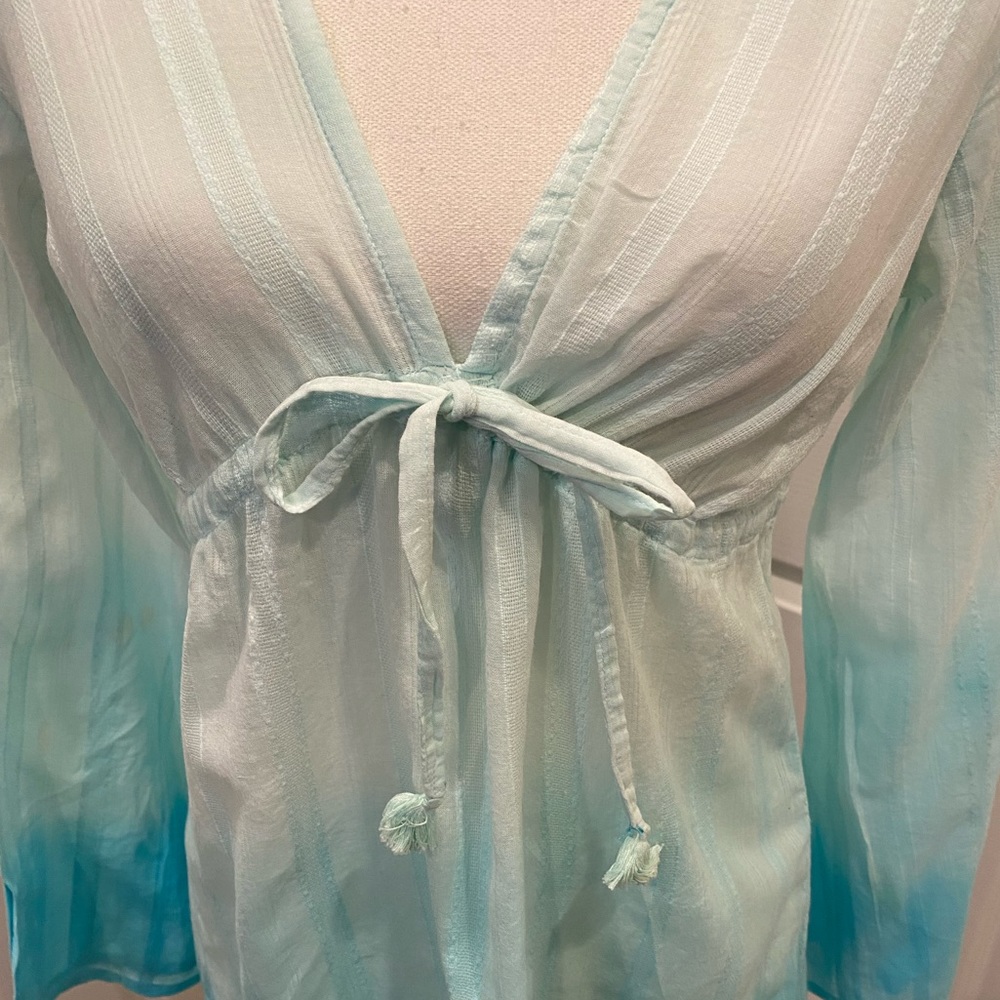 Debbie Katz pacific Beach turquoise ombré swim suit cover up size M - Picture 5 of 10